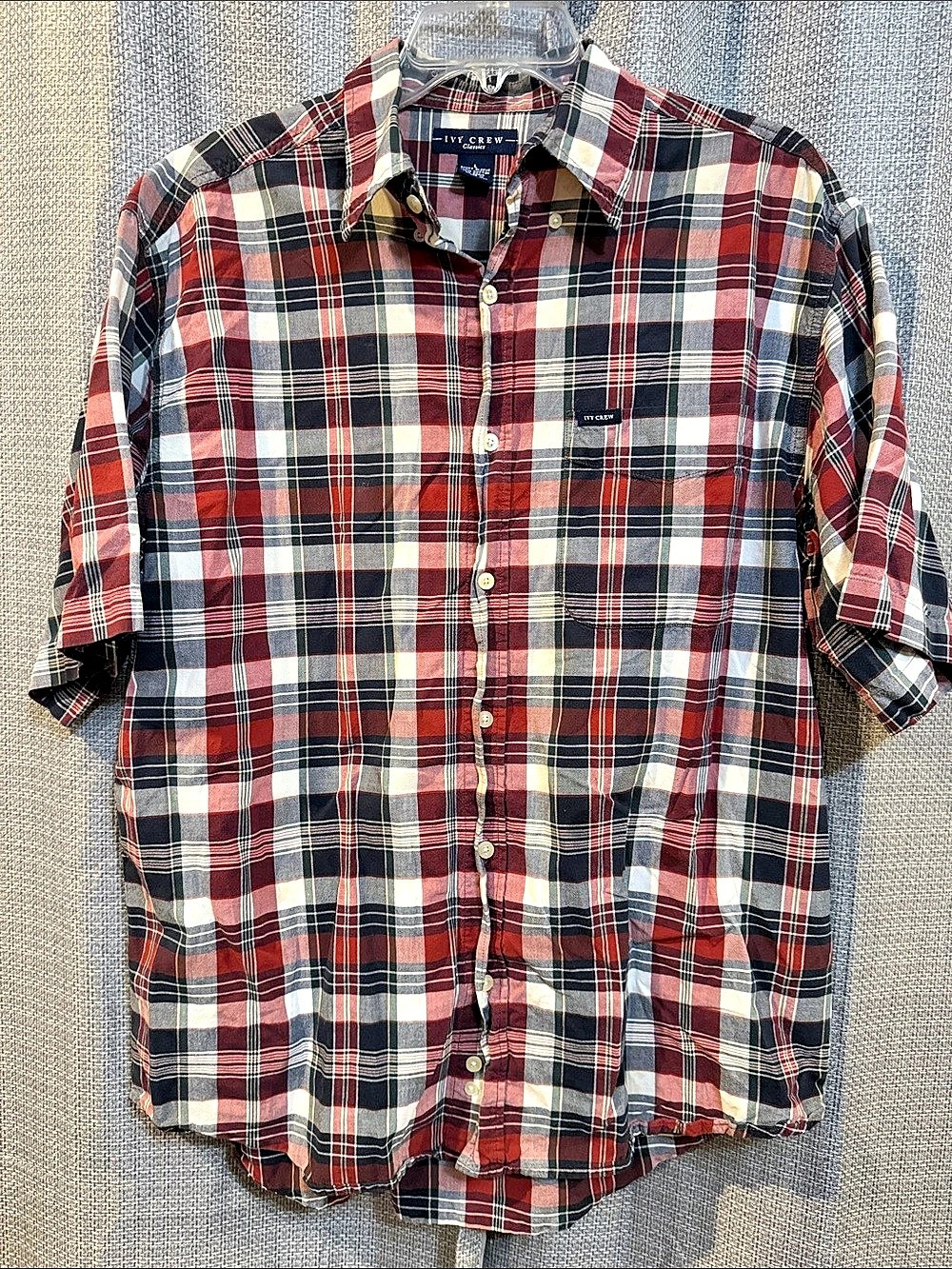 Ivy Crew Men's Plaid Short Sleeve Cotton Shirt Size Large